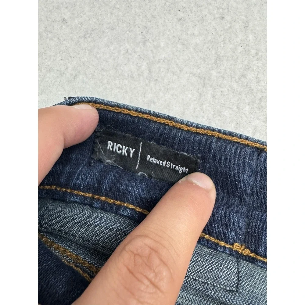 True Religion Ricky Jeans Mens 40x33 Relaxed Straight Dark Blue Stretch Denim